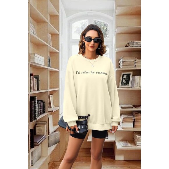 Women's Soft Cotton Embroidered Sweatshirt Reading Lover Gift Small - Picture 4 of 5